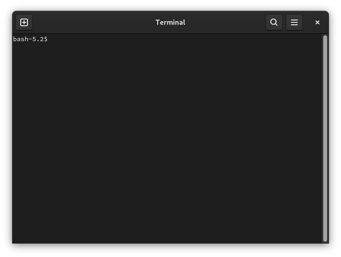 A small black window with a bit of text that says "bash," followed by a single dollar sign.